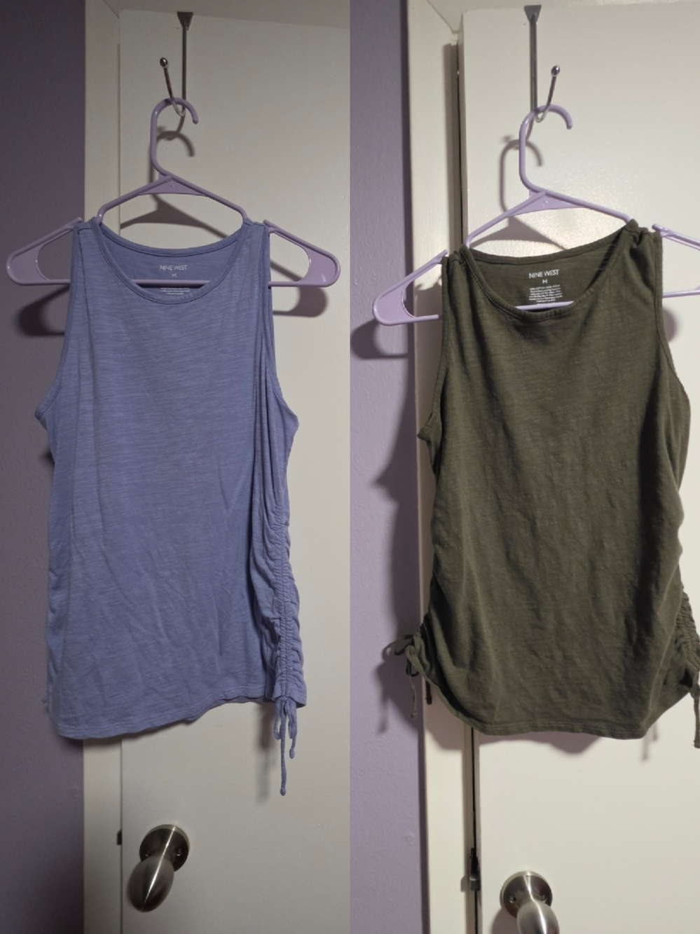 Nine West Lavender and Olive Side-Tie Sleeveless Tank Tops (2)